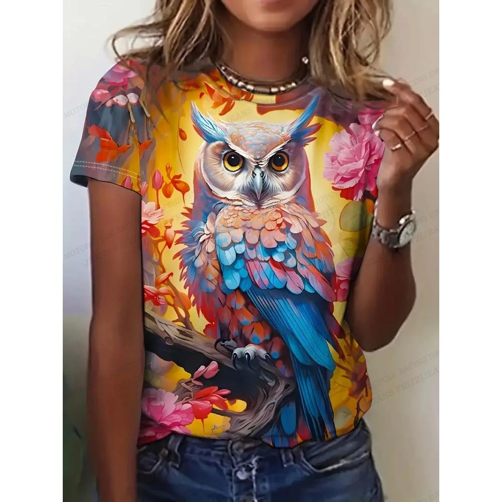 

Girls Golden Owl 3d Print Tshirt Women Fashion T-shirt Oversized Graphic T Shirt Casual Harajuku Tops Tees Animal Camisetas 5XL