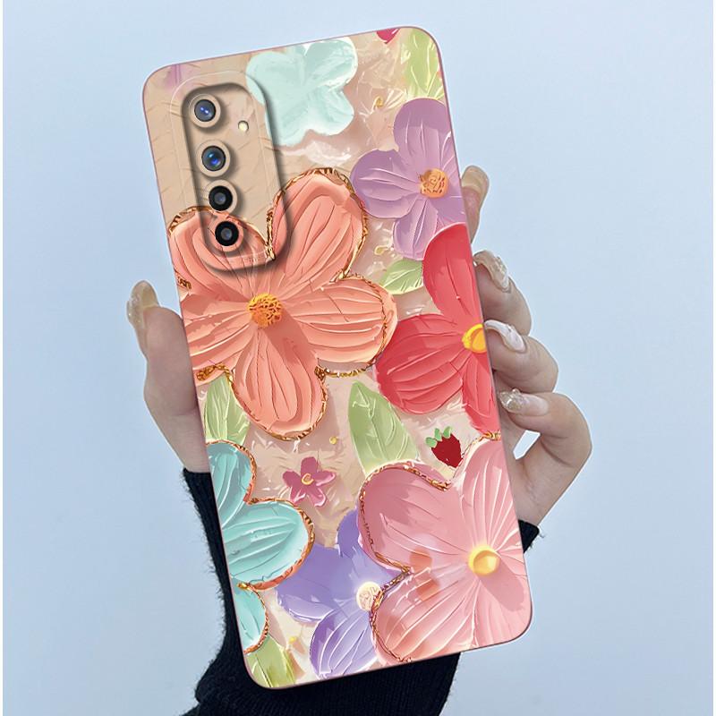 For Realme 6 Phone Case Realme 6s Cover Fashion Simplicity Oil Painting Flower Soft Liquid Silicone Shell For Realme 6 Pro Funda