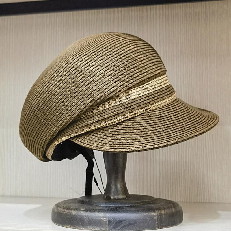 

UV Protection Straw Cap Women Sun Hat Brim Visor Hat Straw Flat Ivy Newsboy Hat Cabbie Beret Hat Paperboy Outdoor Beach Hat кавовий