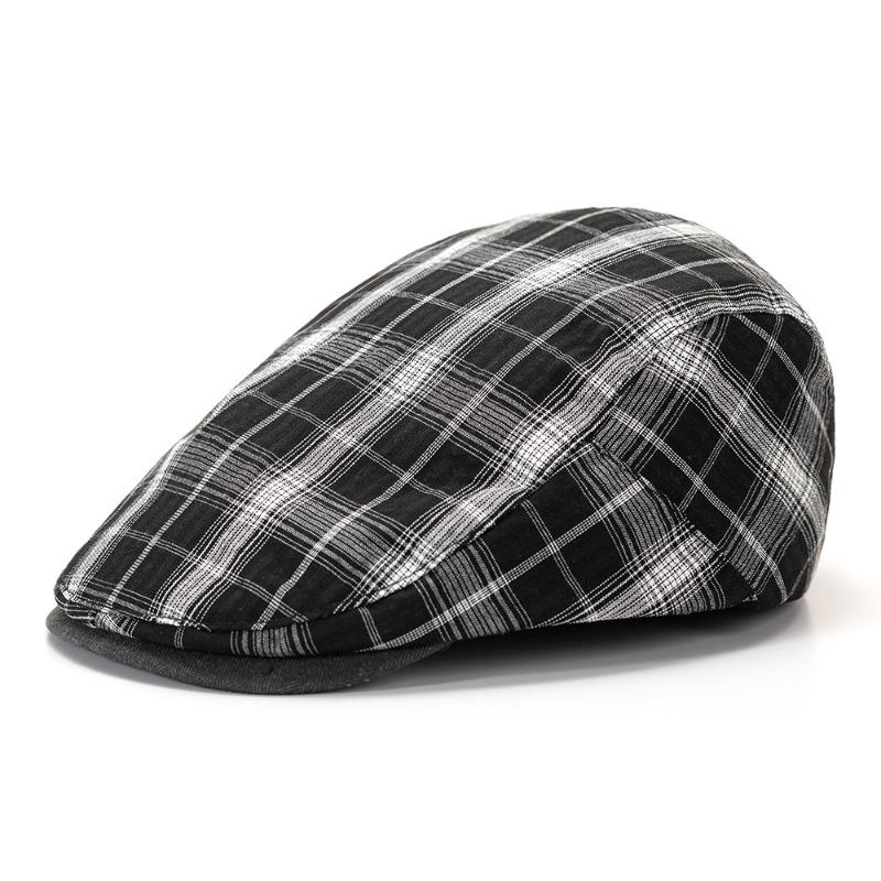 Spring and summer thin beret, men's casual cap, women's plaid British retro forward hat