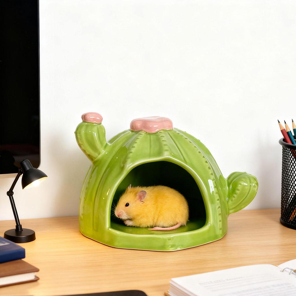 Keramik Hamster Futternapf Multifunktion Cartoon Kleintier Versteck Höhle für Kleintiere Ratten Zubehör