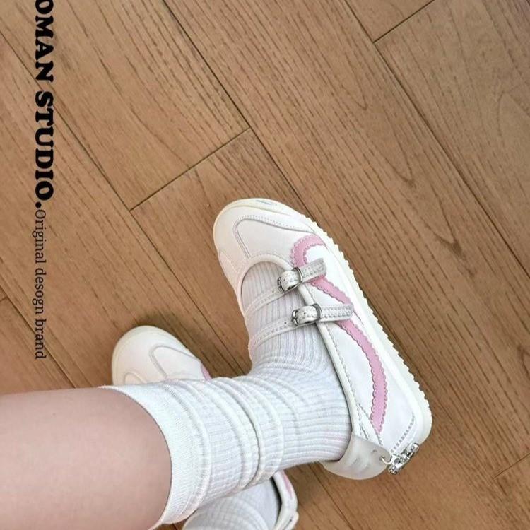 Sheepskin version~ Small thick-soled bow Mary Jane shoes 2025 new French shallow mouth jk flat-soled single shoes women