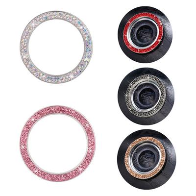 Rhinestone Diamond Start Switch One-Key Engine Start Decorative Accessories Diamond Ring Stop Ignition Push Button Switch Cover