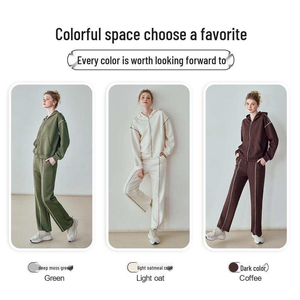 Women's Casual Slimming Thickened Sportswear: Warm 2-Piece Hooded Jacket Set