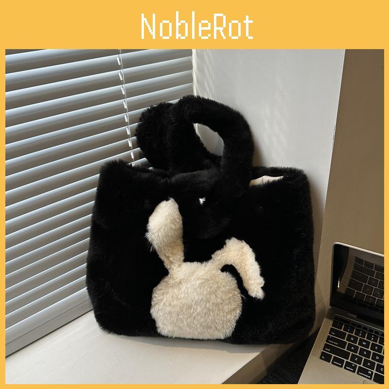 Plush Adorable Rabbit Tote Bag For Women Stylish Winter Large Capacity Bag Shoulder