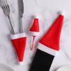 Christmas Decoration Christmas Hat, Brushed Cloth Hat, Christmas Hat Knife and Fork Cover Christmas Home Decoration Wine Bottle Cover