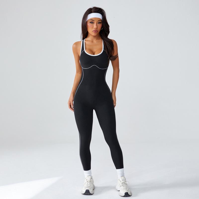 Kleurrijke Yoga Bodysuit: Sportieve, Stijlvolle Lange Jumpsuit voor Hardlopen & Fitness