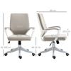 Office Chair Ergonomic Desk Chair with Armrest, Height-Adjustable Swivel Chair with Tilt Function, Linen Look, Padded Computer Chair, Beige+White
