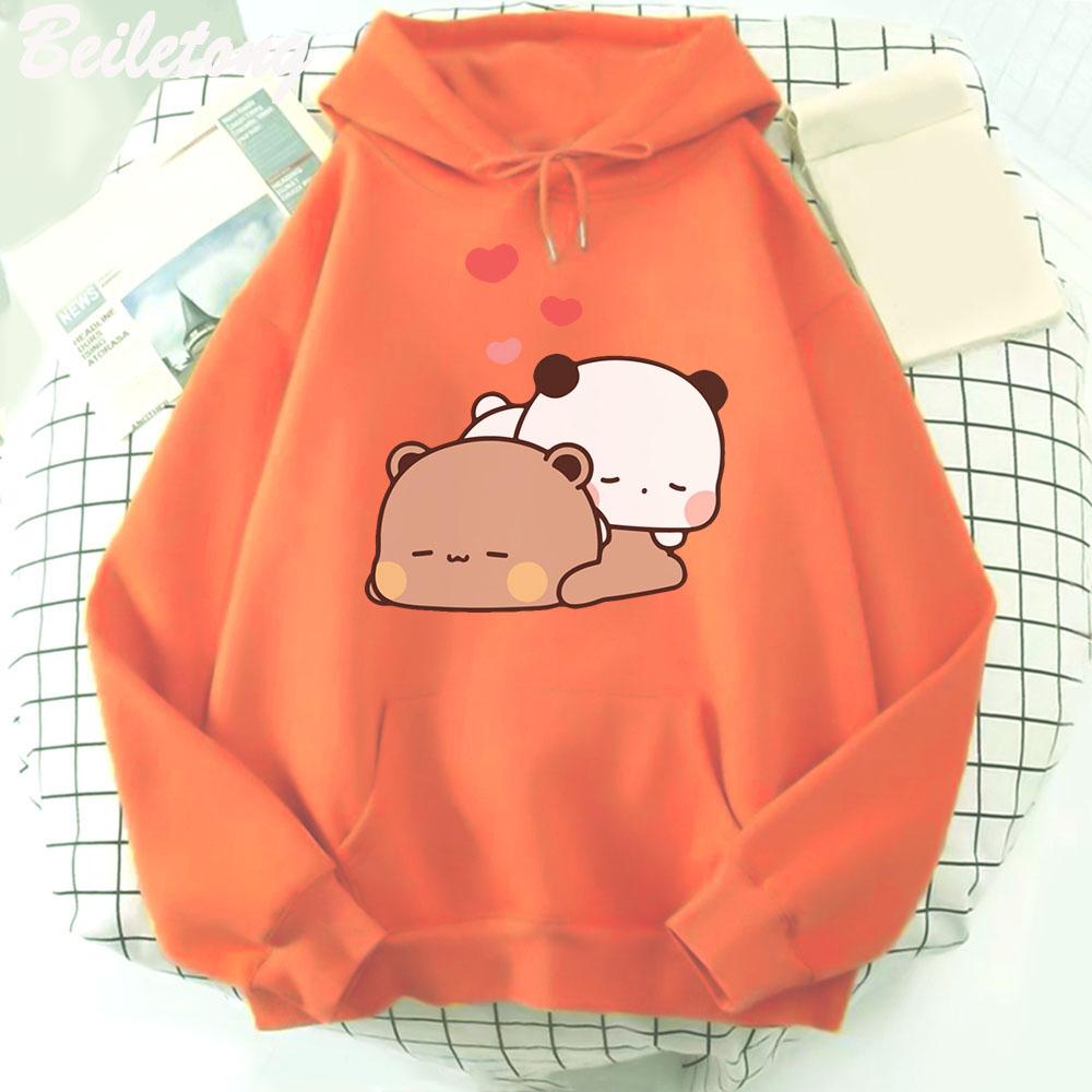 Panda Bear Bubu Dudu Cartoon Hoodie Sleep Cute Printed Clothes for Teens Loose Sweatshirt Spring Pocket
