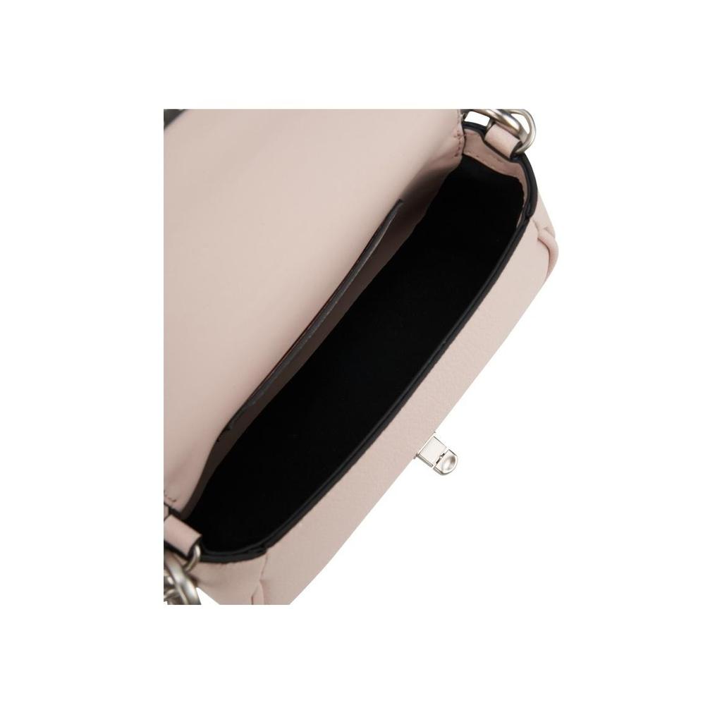 Calvin Klein Commuter Elegant Letter Twist Lock Flap Chain Mixed Material Crossbody Bag Medium Women Bags Shell-Pink DH3240-PS2