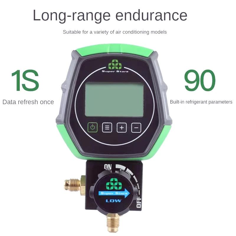 Electronic Fluoride Gauge Digital Display Manifold Tester Refrigerant Vacuum Pressure Gauge Air Conditioning Leak Detection DSZH