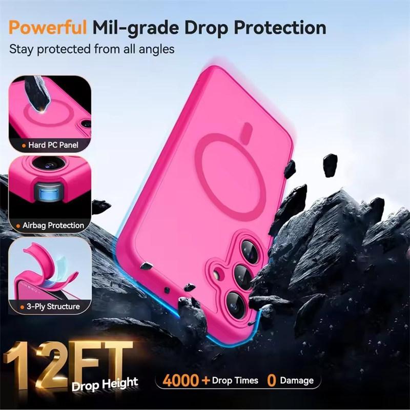 Luxury Matte Phone Case For Samsung Galaxy S25 S24 S23 Ultra Plus S25Ultra S24Ultra S23Ultra S24FE Magsafe Wireless Charge Cover