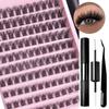 Premium Fiber Single-Cluster Eyelash Kit (Includes Adhesive + Tweezers + Comb)