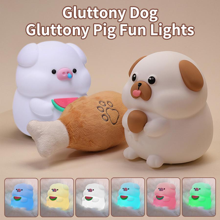 

Animal Led Night Light RGB Silicone Table Lamp Dog Cat Piggy Dimmable Patting Timmer Kids Gift Baby Nursery Cute Bedroom Decor
