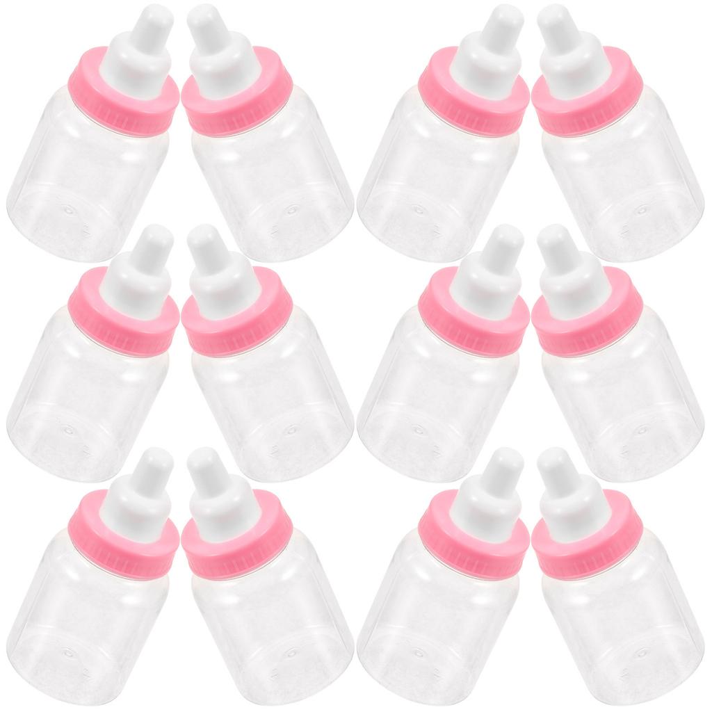 12Pcs Pink Plastic Mini Feeding Bottle Gift Boxes for Baby Shower Decorations Candy Filler Favor Packaging 9Cm 4Cm D