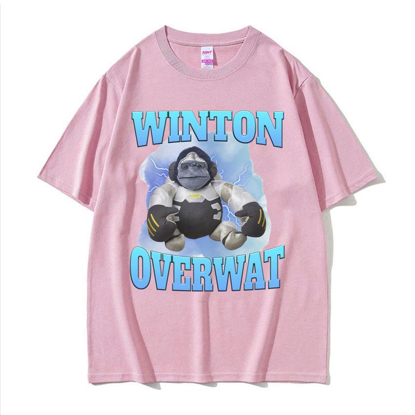 Winton Overwat Meme Funny Gaming T Shirt Men High Quality Casual Oversized Tshirts Unisex Retro Cartoon Pure Cotton Tshirt Tops