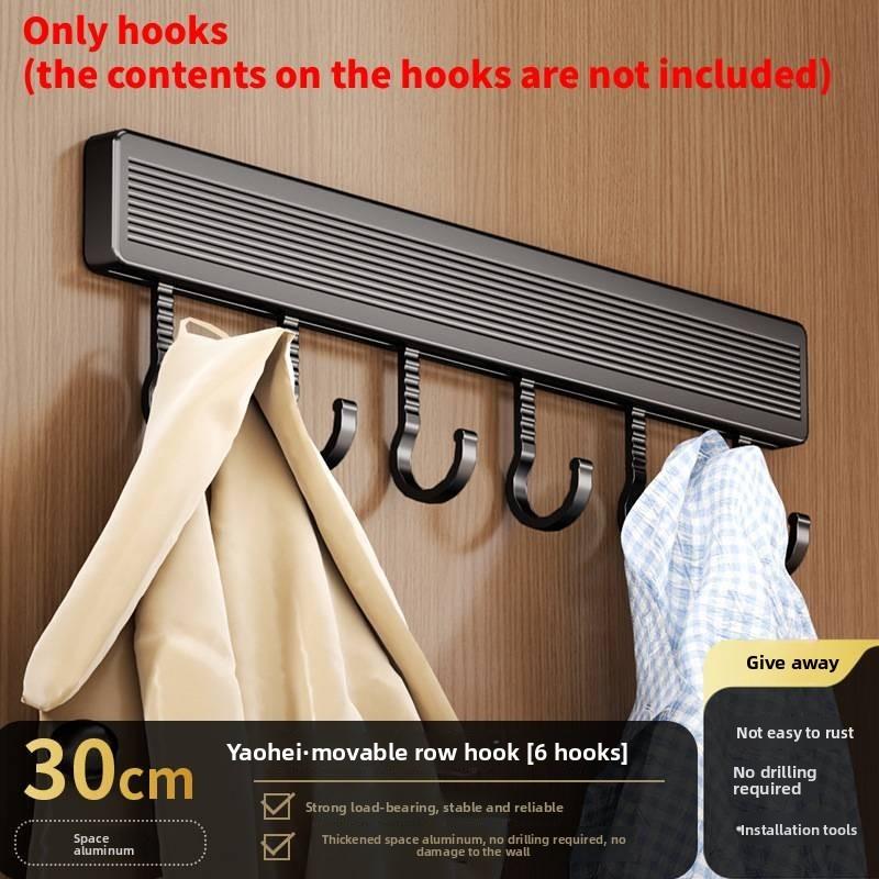Space Aluminum Wall Hook Set With Strong Adhesive No Drilling Suitable For Bathroom And Closet Storage