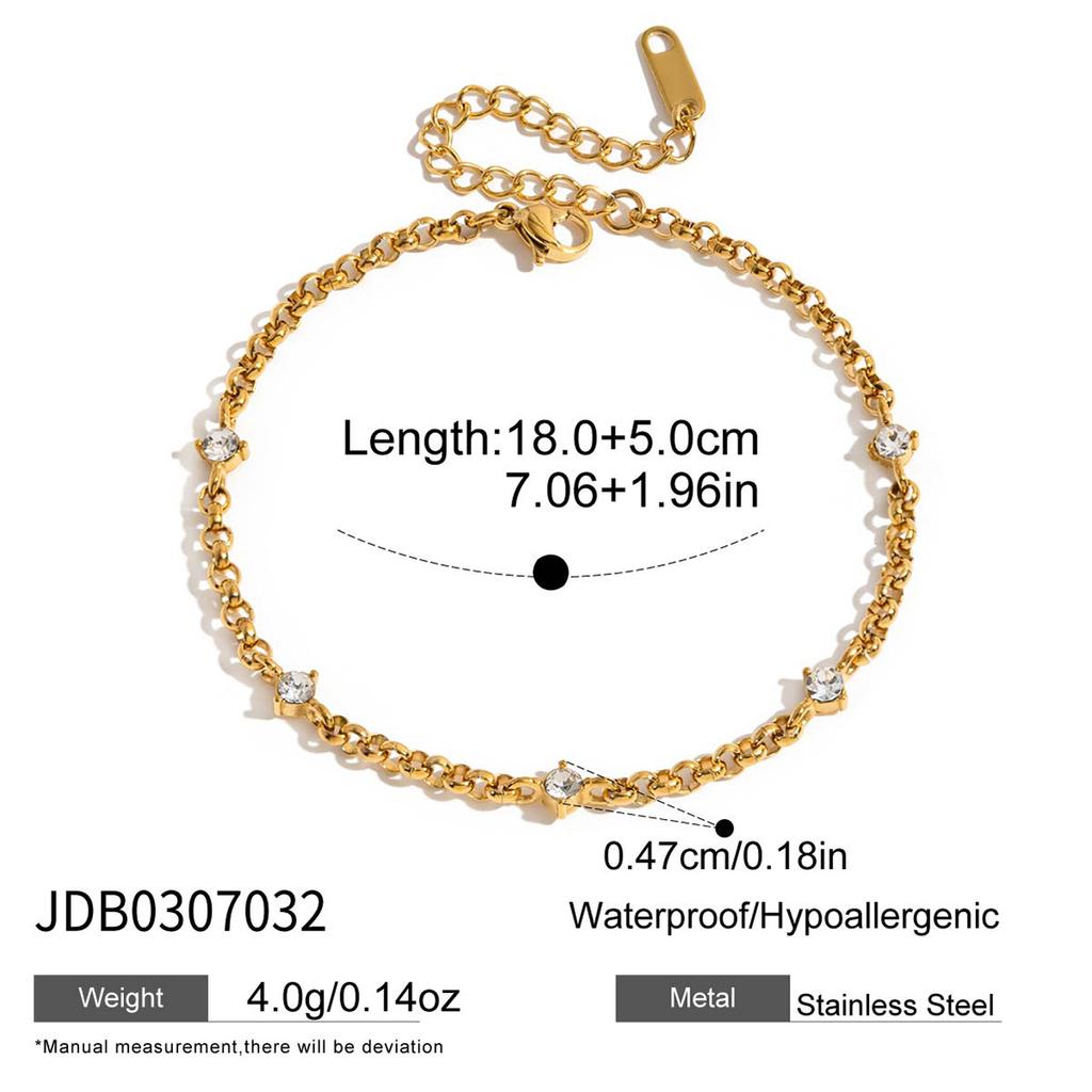 JD Women Minimalist Multi Bracelet 18K Gold Round White Zircon Cross Chain Bracelet Stackable Jewelry Gift