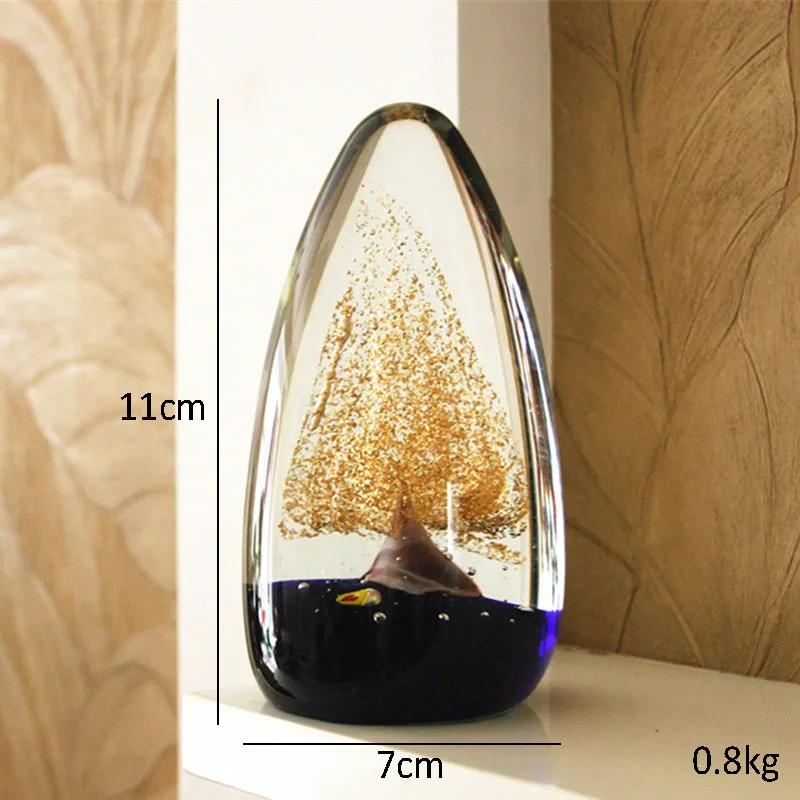 Transparent Crystal Ball Cash Cow Painted Glazed Golden Tree Desk Decor Ornaments Mascot Glass Crafts Home Decoration Modern