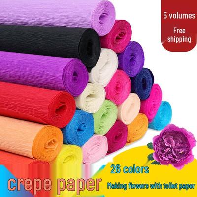 Papier Crépon Coloré Fait Main pour Origami, Roses en Papier et Confection de Bouquet DIY