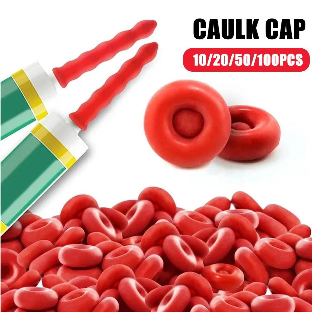 Caulking Gun Nozzles Cap Red Caulk Saving Caulk Saver Tube Covers For Sealing Preserving Finishing Construction Tools