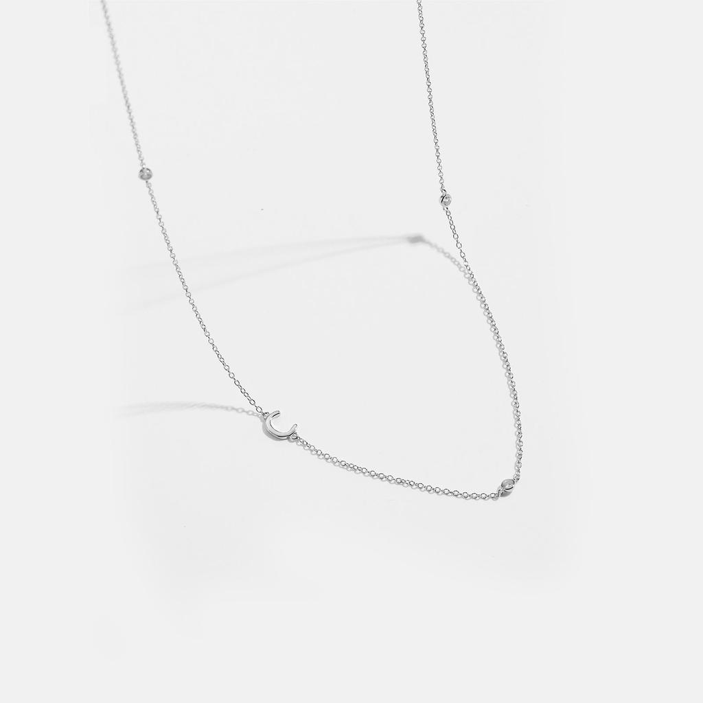 S925 Sterling Silver Initial Necklace for Women - Elegant Polished Clavicle Chain, Fashionable Jewelry, In Stock