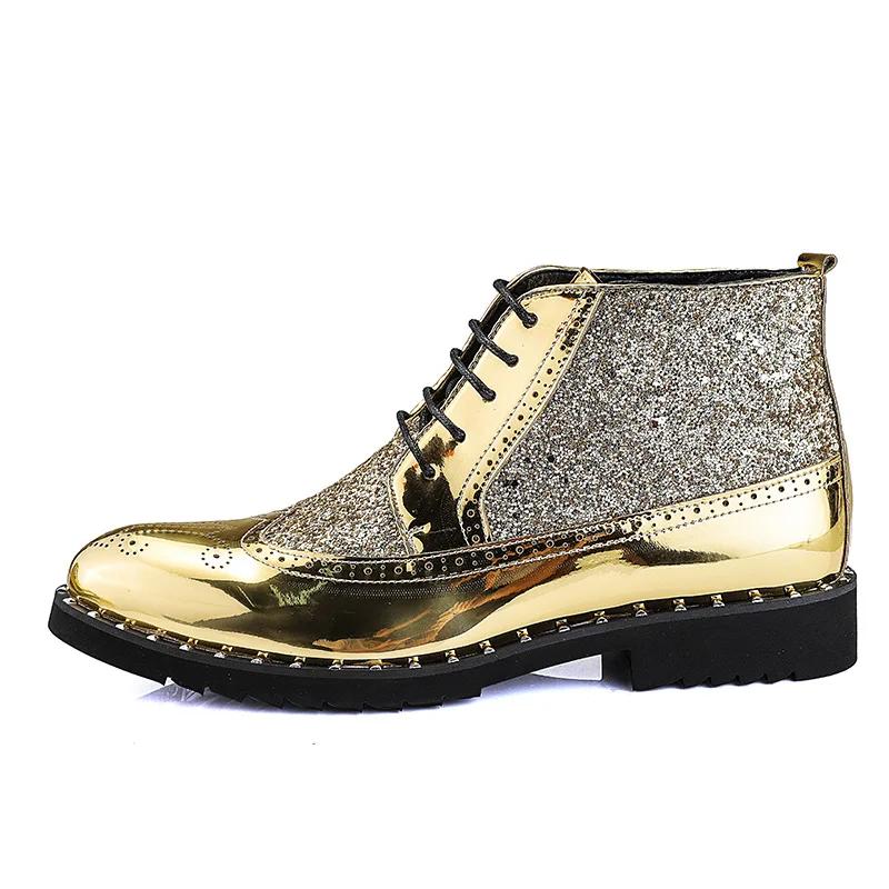 Jarní podzimní móda PÁNSKÉ ležérní oxfordské kožené boty klasický design pánské černé zlaté vysoké obchodní formální kotníkové boty