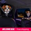 2 Pack Car Headrest Covers Universal Zipper Design Elastic Fabric Fun Dog Pattern Car Interior Accessories