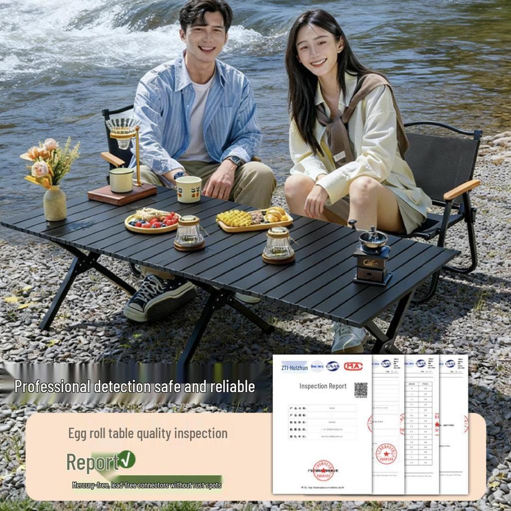 Portable Foldable Camping Table & Chair Set - Lightweight Roll-up Design for Outdoor Picnics and Camping