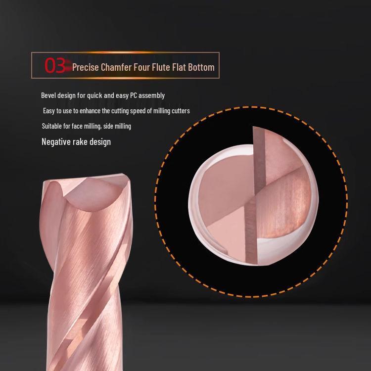 Tungsten Steel 2-Flute Carbide End Mill, 55° Keyway CNC Flat Bottom Cutter