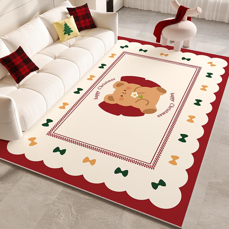 VIKAMA Christmas Winter Large Size Carpet Living Room Bedroom Side Window Rug Slippery Floor Mat Home Decoration