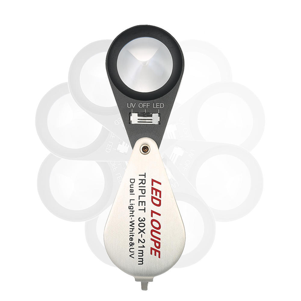 30X mini multifunkční ruční LED lupa na klenoty přenosná 21 mm lupa na klenoty 6