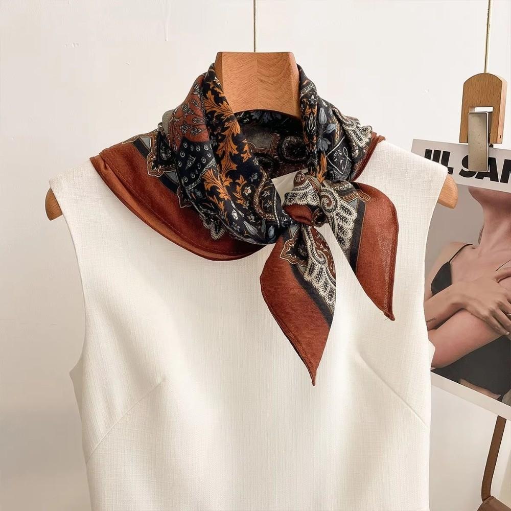 Floral Print Floral Print Scarf Luxury Soft Neck Scarves Versatile Headband Scarf  for Women