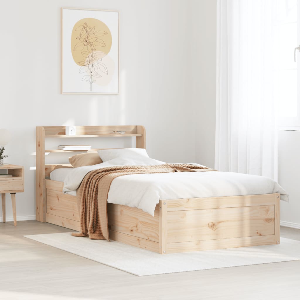 Solid Wood Bed with Headboard 75 x 190 cm Pine