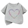 Y2k Fashion Short Sleeve T Shirts Heart Kids Childrens Tshirt Boys Girls Summer Spring Casual Top Tee Shirt Kids Daily Wear