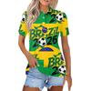 Women's Casual Button Front Short Sleeve Polo Shirt with Soccer Graphic Print and Fold Over Collar for Everyday Wear
