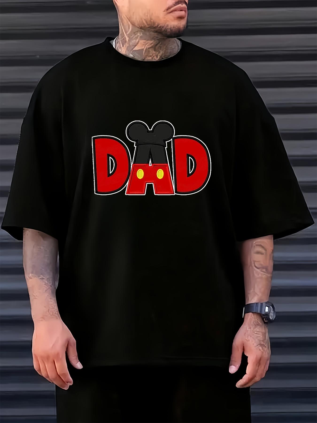 

Disney Licensed Mickey Mouse Dad Graphic T-shirt - Summer Casual Short Sleeve Tee with Red & Black Print XL