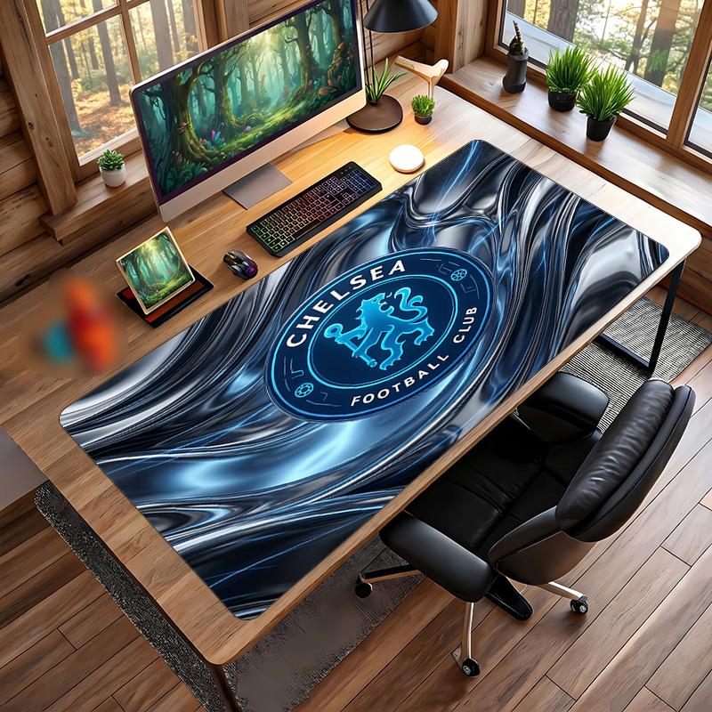 Tappetino per Mouse Grande Stampato Chelsea FC, Tappetino da Scrivania Gaming Morbido in Gomma Antiscivolo per Decorazione Ufficio Laptop Computer