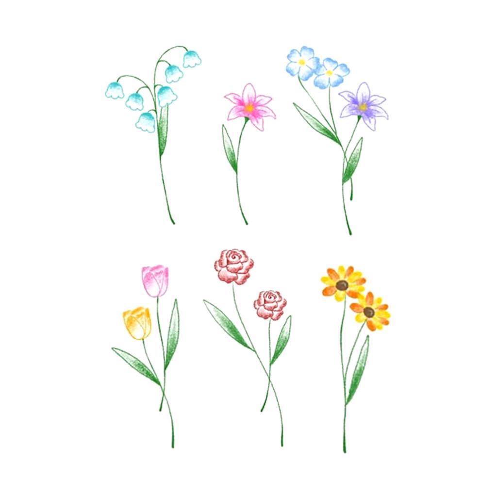 High-End Small Fresh Color Beautiful English Flower Hand Collarbone Simulation Flower Tattoo Sticker