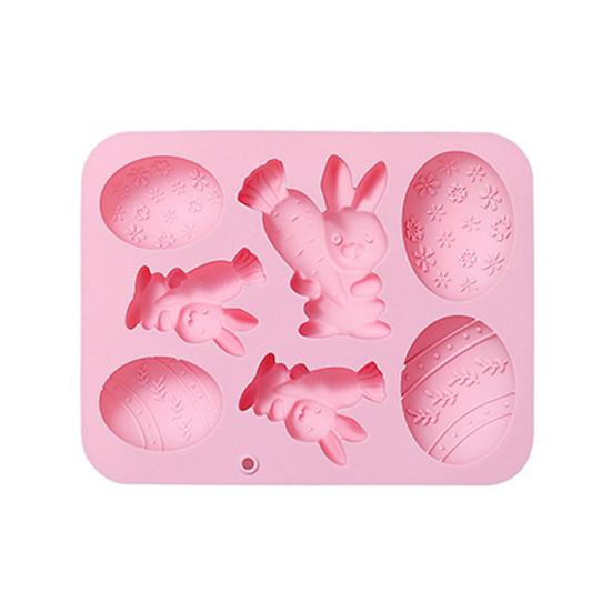 Easter Silicone Baking Mold 4 Egg 3 Bunny Shaped Flexible Non-Stick Cake Mold Chocolate Jelly Ice Cream Dessert Mold