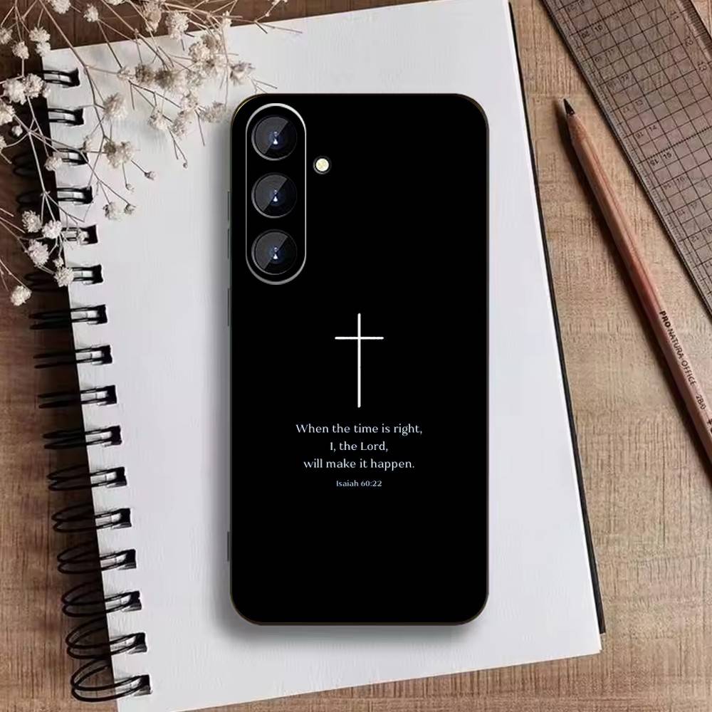 Bible Verse Jesus Christ Christian Phone Case For Samsung Galaxy A73,21,22,32,71,53,52,51,80,5G Soft Black Cover