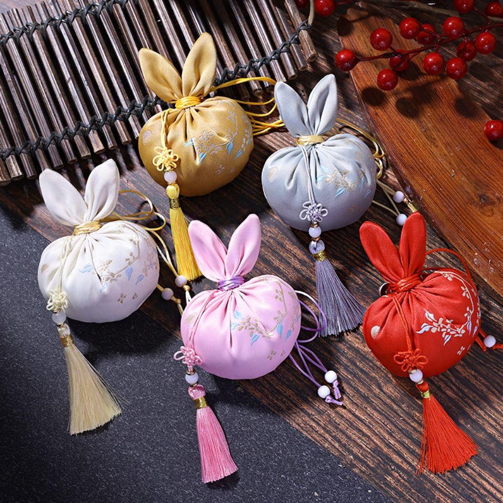 Brocade Mid-Autumn Festival Rabbit Sachet Bag Embroidered Drawstring Empty Bag  Home Decor