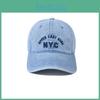 Embroidered Nyc Letter Denim Cap With Curved Brim And Windproof For Use Outdoor