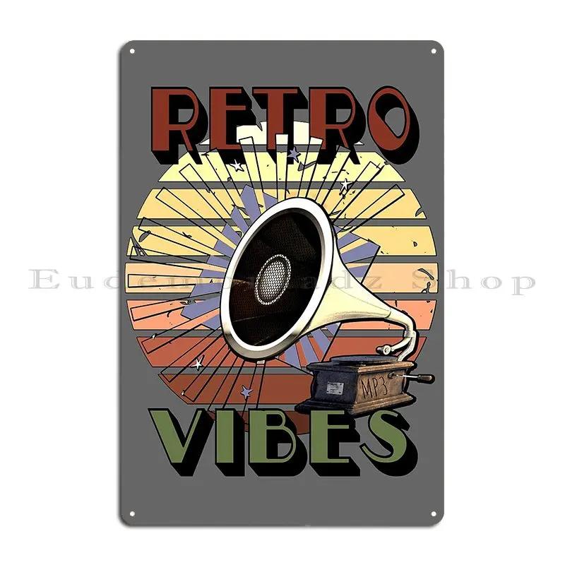 Retro Vibes Music Gramophone Mp Metal Signs Funny Living Room Printed Wall Mural Cave Tin Sign Poster 20x30cm（7.8x11.8inch）