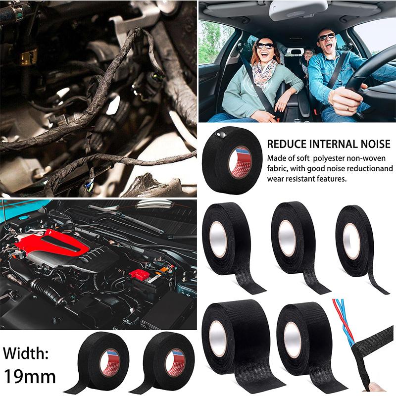 Automotive Wire Harness Cloth Tape High Temp Wrapping Noise Damping Heat Proof Adhesive Fabric Electrical Flannel Tape 15M/45M