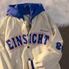 New Trendy Fashion Letter Printing Embroidered Baseball Uniform Female Couple retro Harajuku Loose American Street Jacket Women