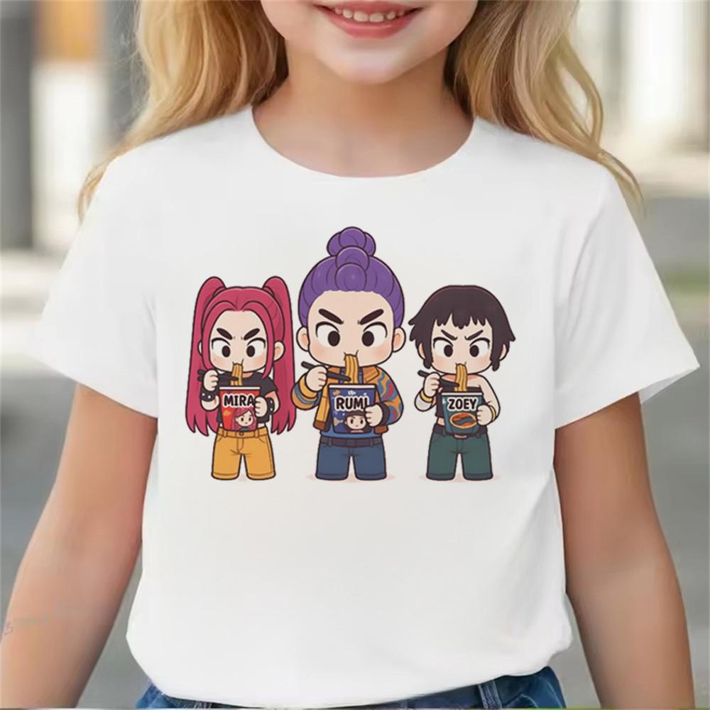 Summer Hot Children Clothes Girl Boy KPop Demon Hunters Movie Print T Shirts Print Kids T-shirt Tops