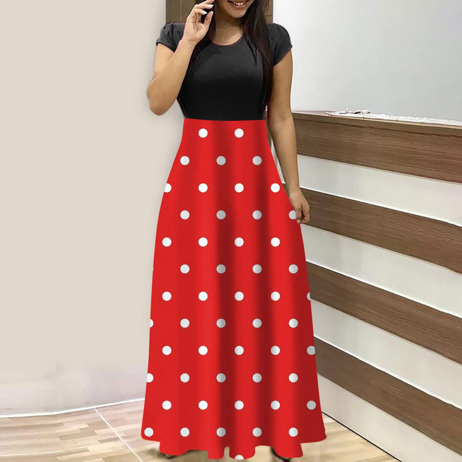 

Женские модные повседневные свободные платья с круглым вырезом и коротким рукавом S красный