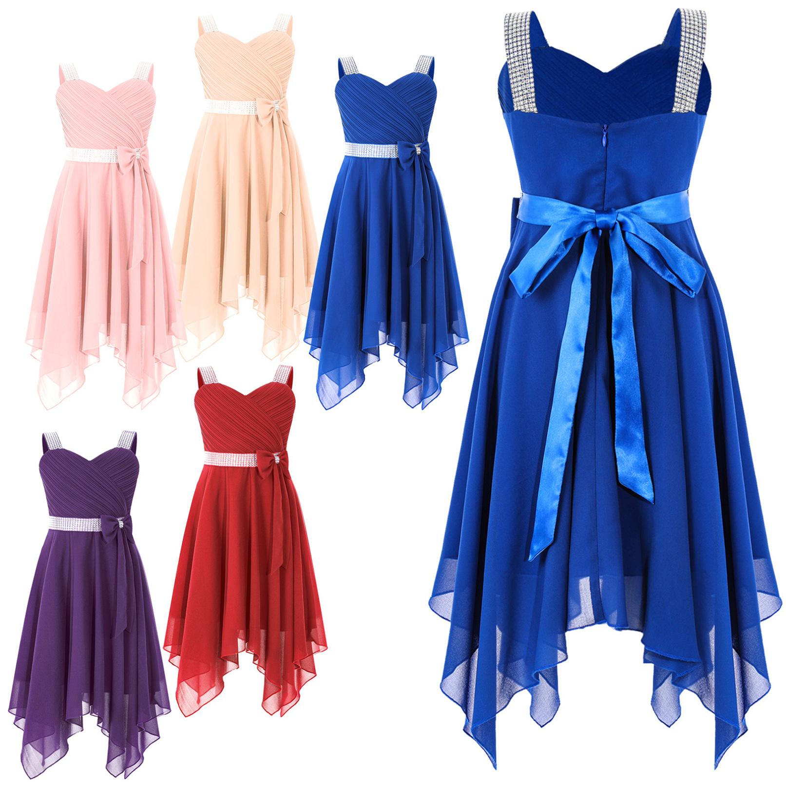 

Дівчата, весілля, вечірка, сукня для подружок нареченої, без рукавів, шифонові сукні принцеси з рюшами, бальна сукня 5-6 Years рожевий