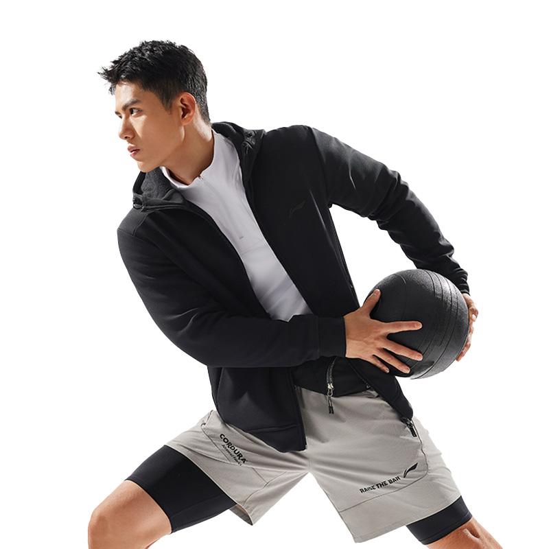 Li Ning Casual Sports Fitness Fleece Warm Hooded Zipper Jacket Sweatshirt Unisex Jacket AJDU611-1